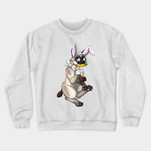 Bobtail BunnyCat: Seal Point (White) Crewneck Sweatshirt